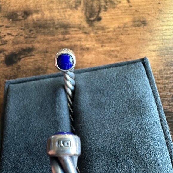 David Yurman Cable Cuff Bracelet w/ Sterling Silver & Lapis Lazuli - Medium - Picture 13 of 16